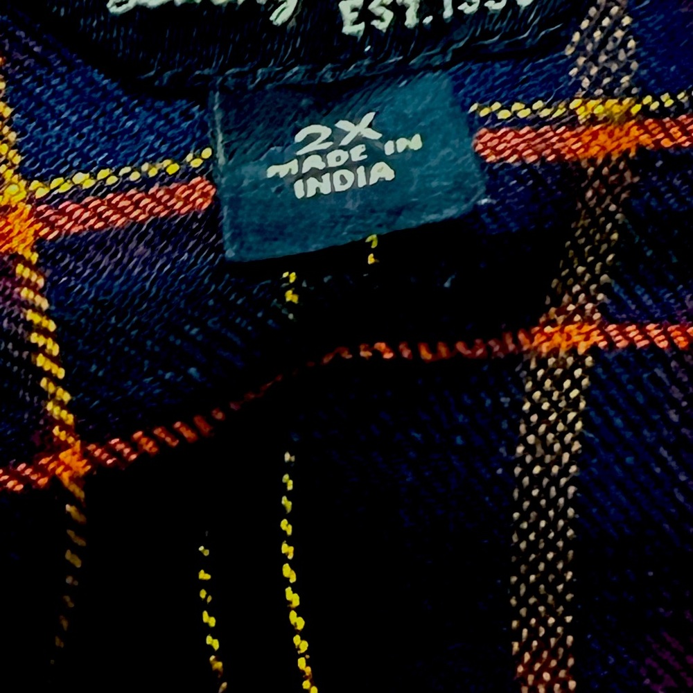 Stylish Navy and Orange Plaid Shirt